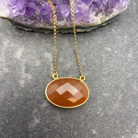 Carnelian Sideways Oval Necklace