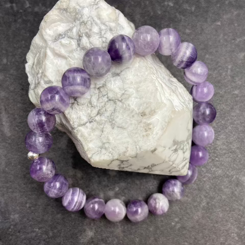 Smooth Amethyst Crystal Stretch Bracelet