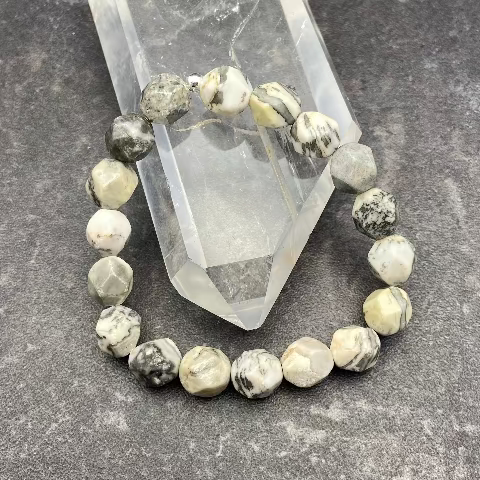Gray Crazy Lace Agate Stretch Bracelet