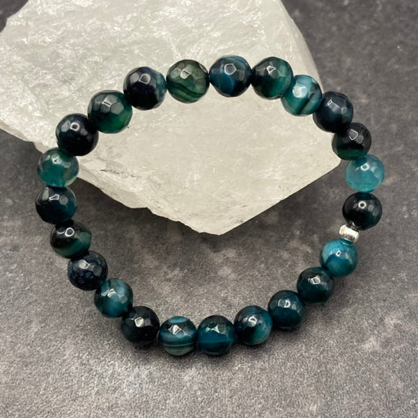 Teal Agate Crystal Stretch Bracelet