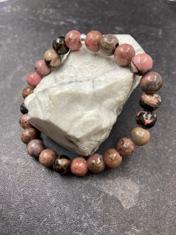 Rhodonite Crystal Stretch Bracelet 8mm