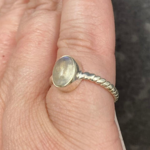 Dainty Rainbow Moonstone Ring