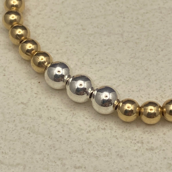 Gold-Filled 4mm Beaded Bracelet with Sterling Silver Accent Beads