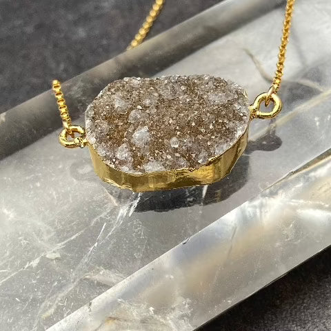 Gold Leafed Druzy Agate Necklace