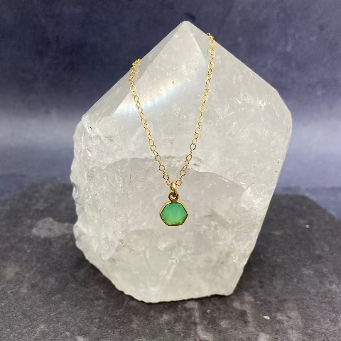 Green Onyx Hexagon Necklace