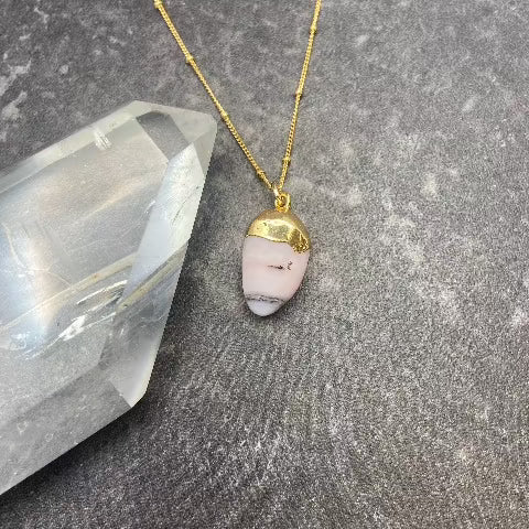 Pink Peruvian Opal Nugget Necklace