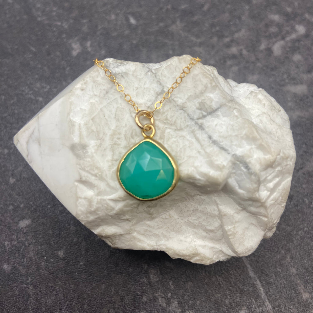 Chalcedony Teardrop Necklace