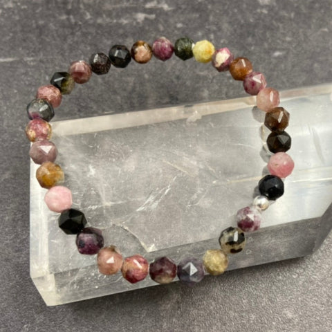 Watermelon Tourmaline Crystal Stretch Bracelet