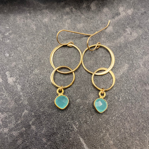 Aquamarine 2-Ring Earrings