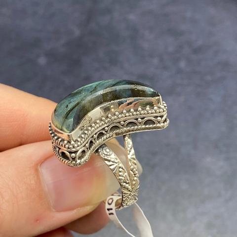 Labradorite Crescent Moon Ring