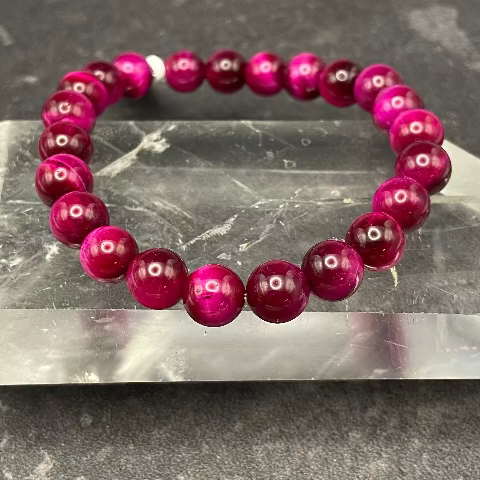 Pink Tigers Eye Crystal Stretch Bracelet