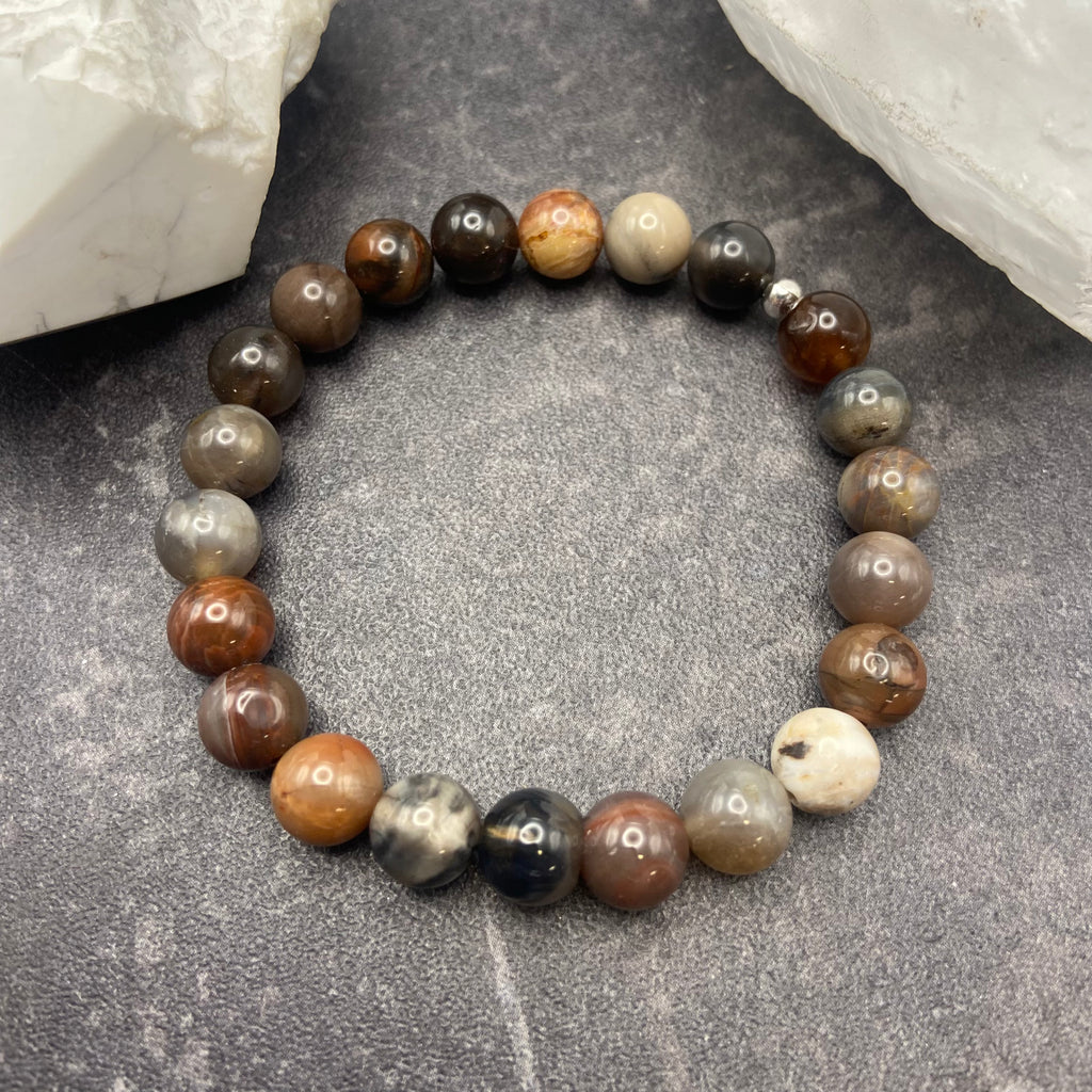 Petrified Wood Crystal Stretch Bracelet