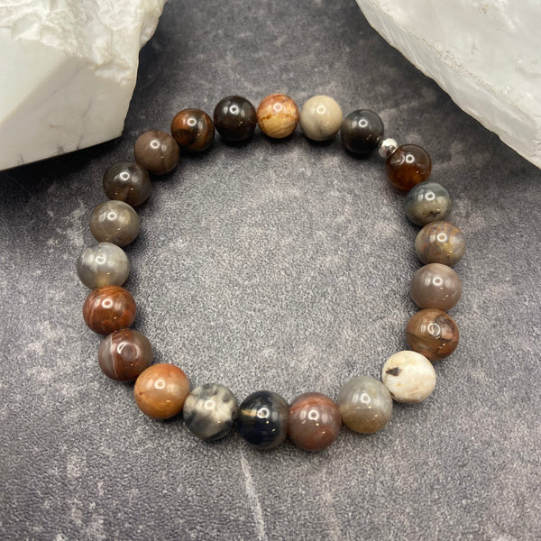 Petrified Wood Crystal Stretch Bracelet