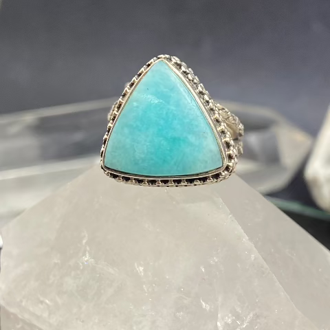 Amazonite Triangle with filagree Ring