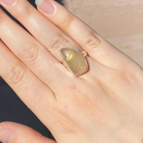 Gold Rutilated Quartz Ring