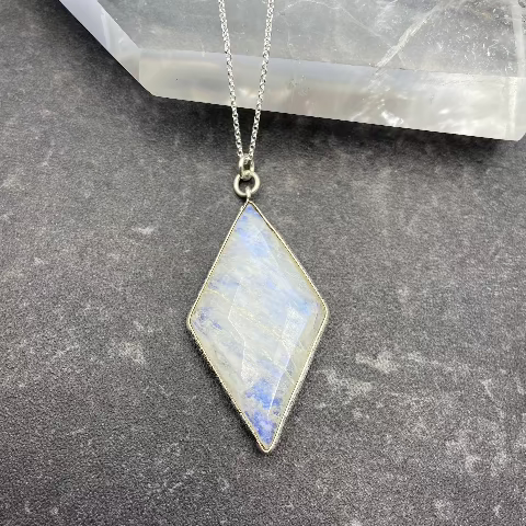 Rainbow Moonstone Kite Necklace