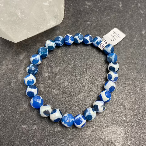 Blue Honeycomb Tibetan Agate Crystal Bracelet