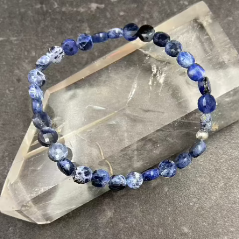 Sodalite Coin Crystal Stretch Bracelet