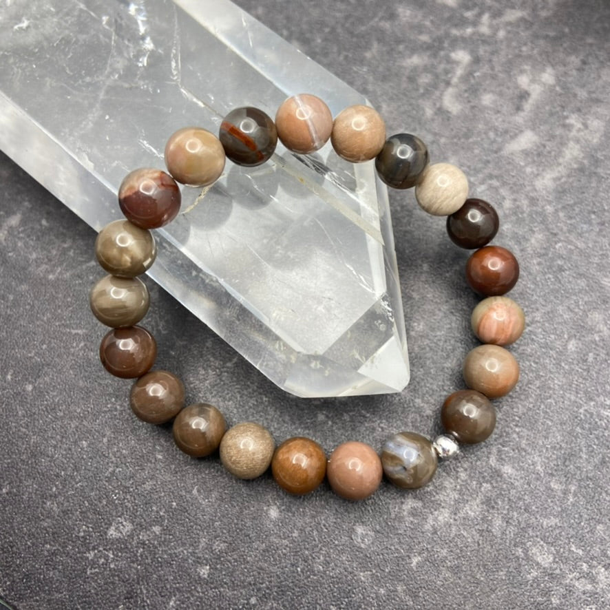 Petrified Wood Crystal Stretch Bracelet