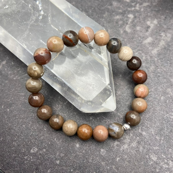 Petrified Wood Crystal Stretch Bracelet