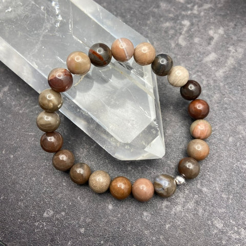 Petrified Wood Crystal Stretch Bracelet