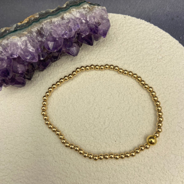 Gold-Filled 3mm Beaded Bracelet with Accent Bead