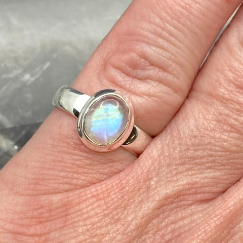 Dainty Rainbow Moonstone Ring