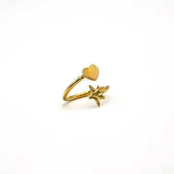 Heart Star Adjustable Ring
