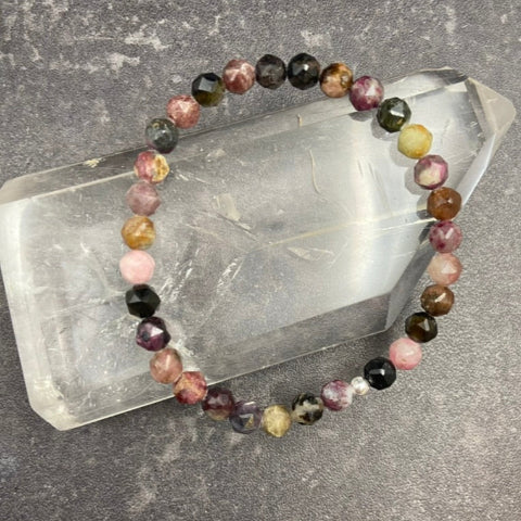 Watermelon Tourmaline Crystal Stretch Bracelet