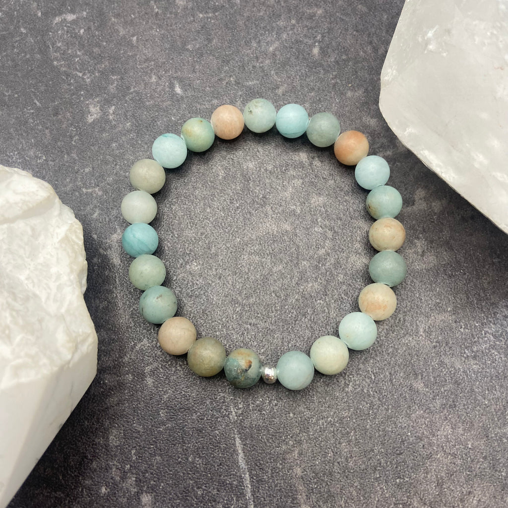 Matte Green Moss Agate Stretch Bracelet