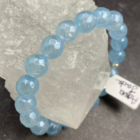 Aqua Jade Crystal Stretch Bracelet