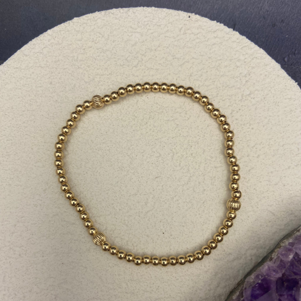 Gold-Filled 3mm Beaded Bracelet with 3 Accent Beads