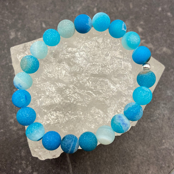 Matte Blue Agate Crystal Bracelet