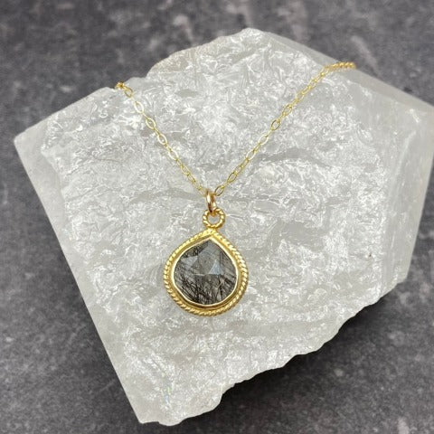 Dainty Black Rutilated Quartz Necklace