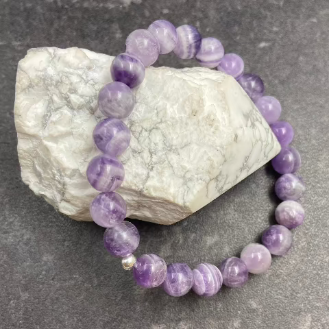 Smooth Amethyst Crystal Stretch Bracelet