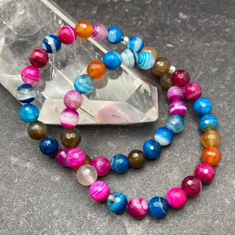 Multi-color Agate Crystal Stretch Bracelet