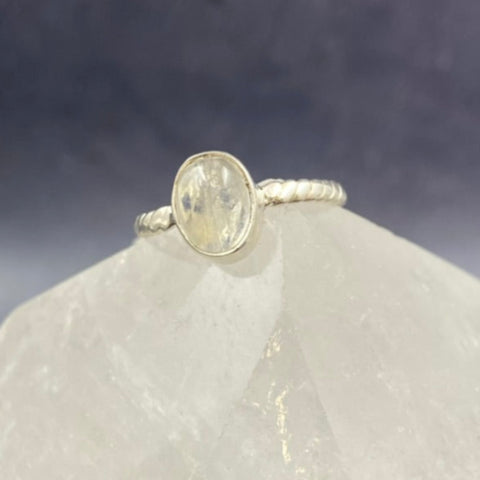 Dainty Rainbow Moonstone Ring