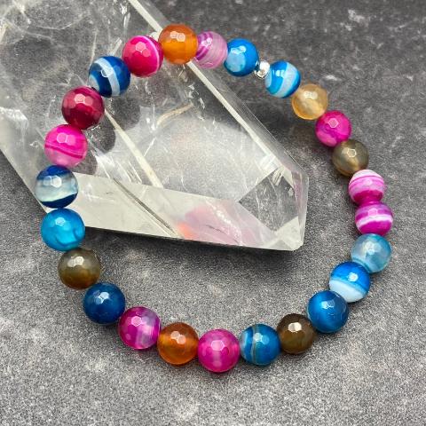 Multi-color Agate Crystal Stretch Bracelet