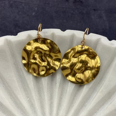 Textured Circle Brass Earrings