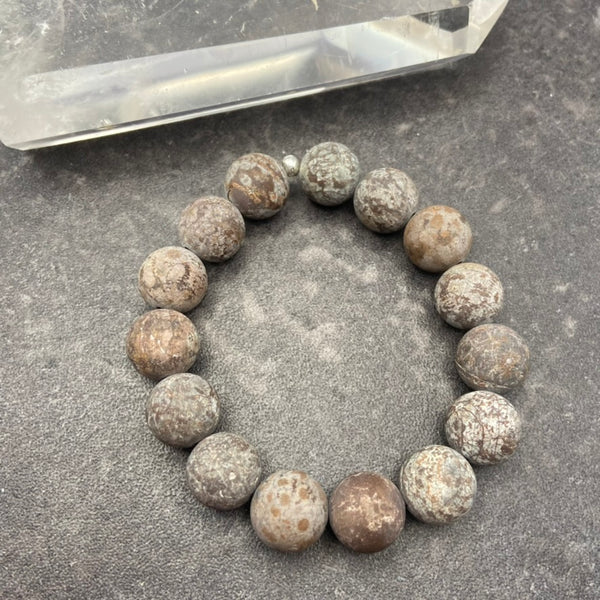 Brown Snowflake Obsidian Crystal Stretch Bracelet