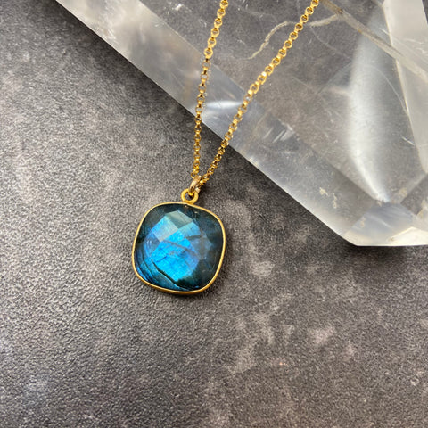 Labradorite Square Necklace