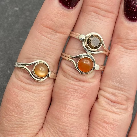 Round Double Band Gemstone Rings