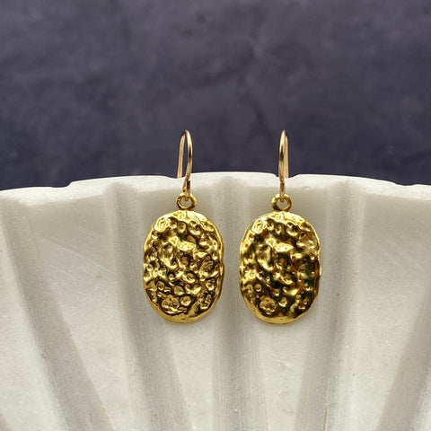 Mini Oval Brass Earrings