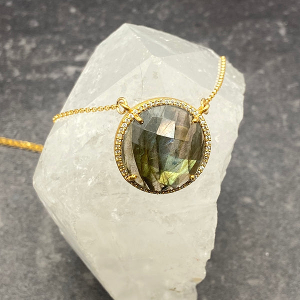 Labradorite Circle Necklace