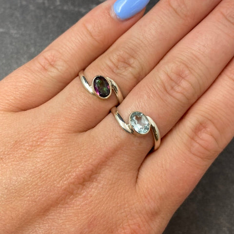 Mystic Quartz & Blue Zircon Rings