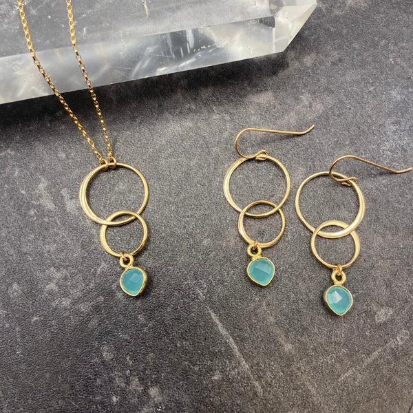 Aquamarine 2-Ring Necklace