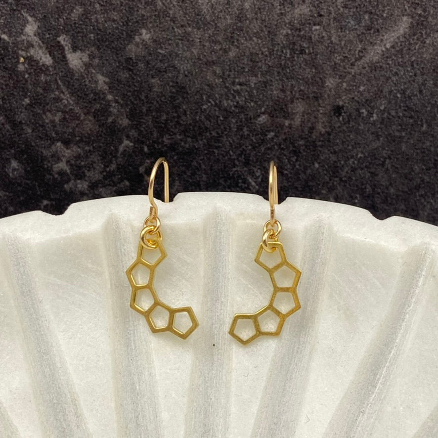 Brass Half Honeycomb Earrings