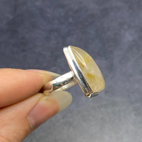 Gold Rutilated Quartz Ring