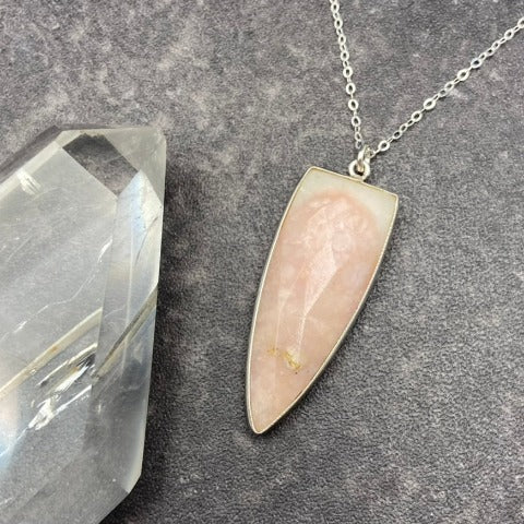 Pink Peruvian Opal Arrowhead Necklace