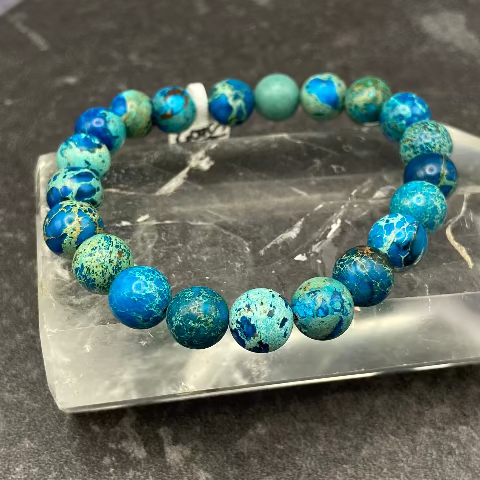 Sky Blue Jasper Crystal Stretch Bracelet
